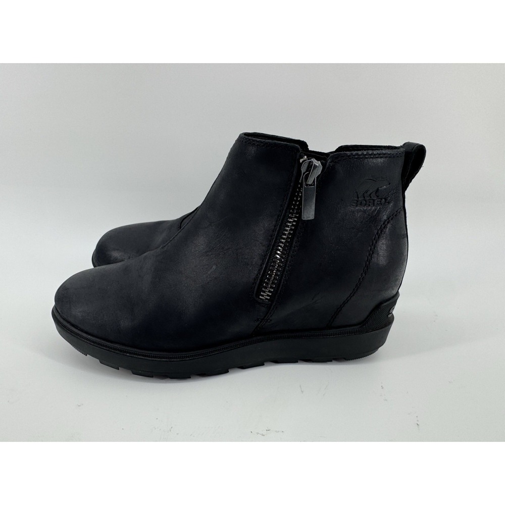 Sorel Evie II Black Ankle Boot Side Zip Women's Size 8.5